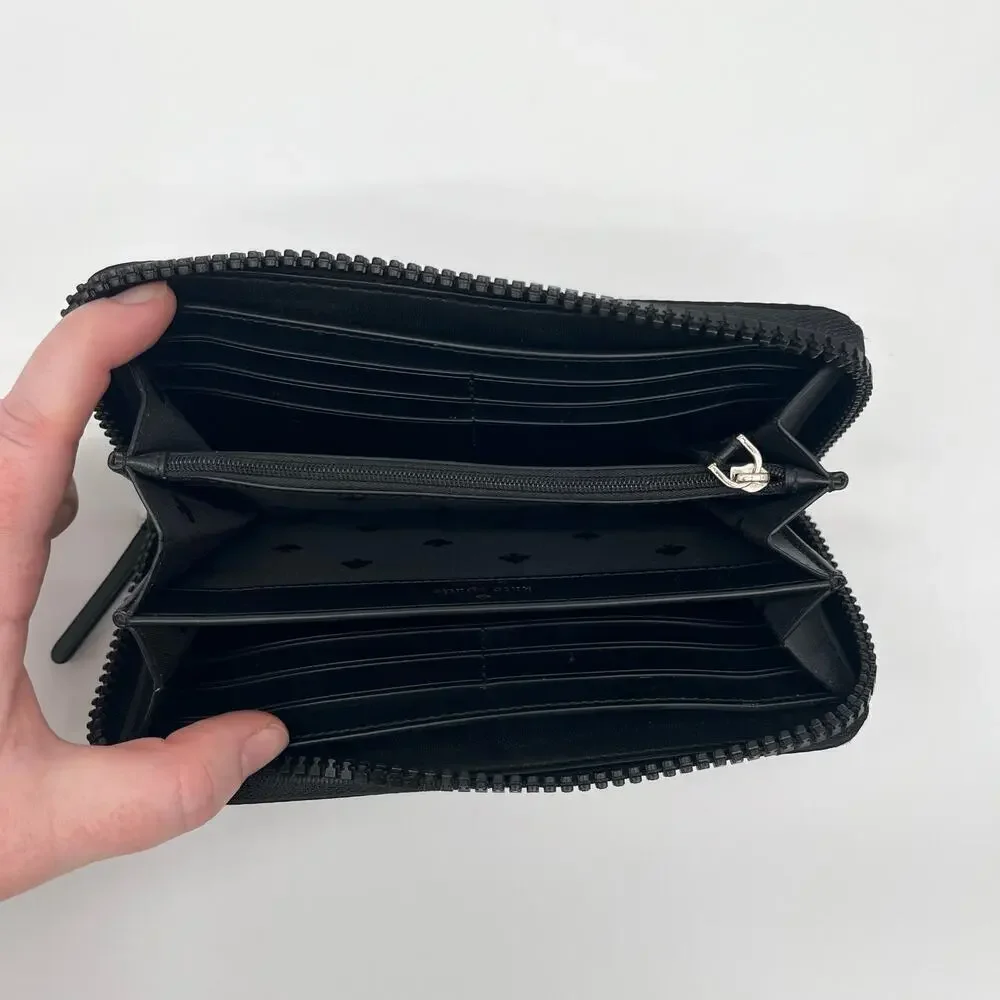 KATE SPADE NWOT Nylon Black Zip-Around Long Wallet, RETAILS $198